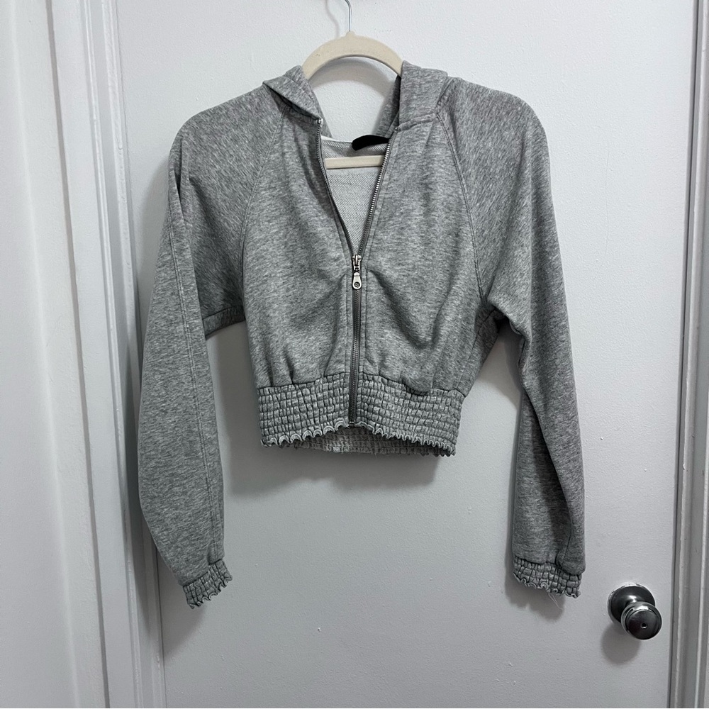 Urban Outfitters Oversized Crop Zip-Up Hoodie